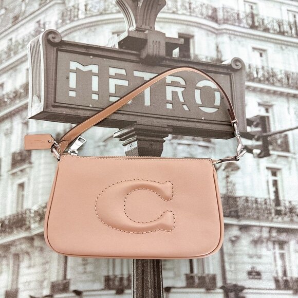 Coach Nolita 19 CR364 Taupe Leather Convertible Shoulder Bag Wristlet - Picture 2 of 7